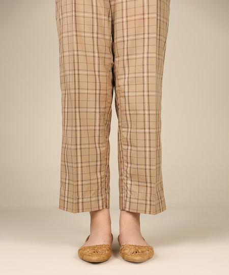 Women's Pret Yarn Dyed Brown Straight Pants