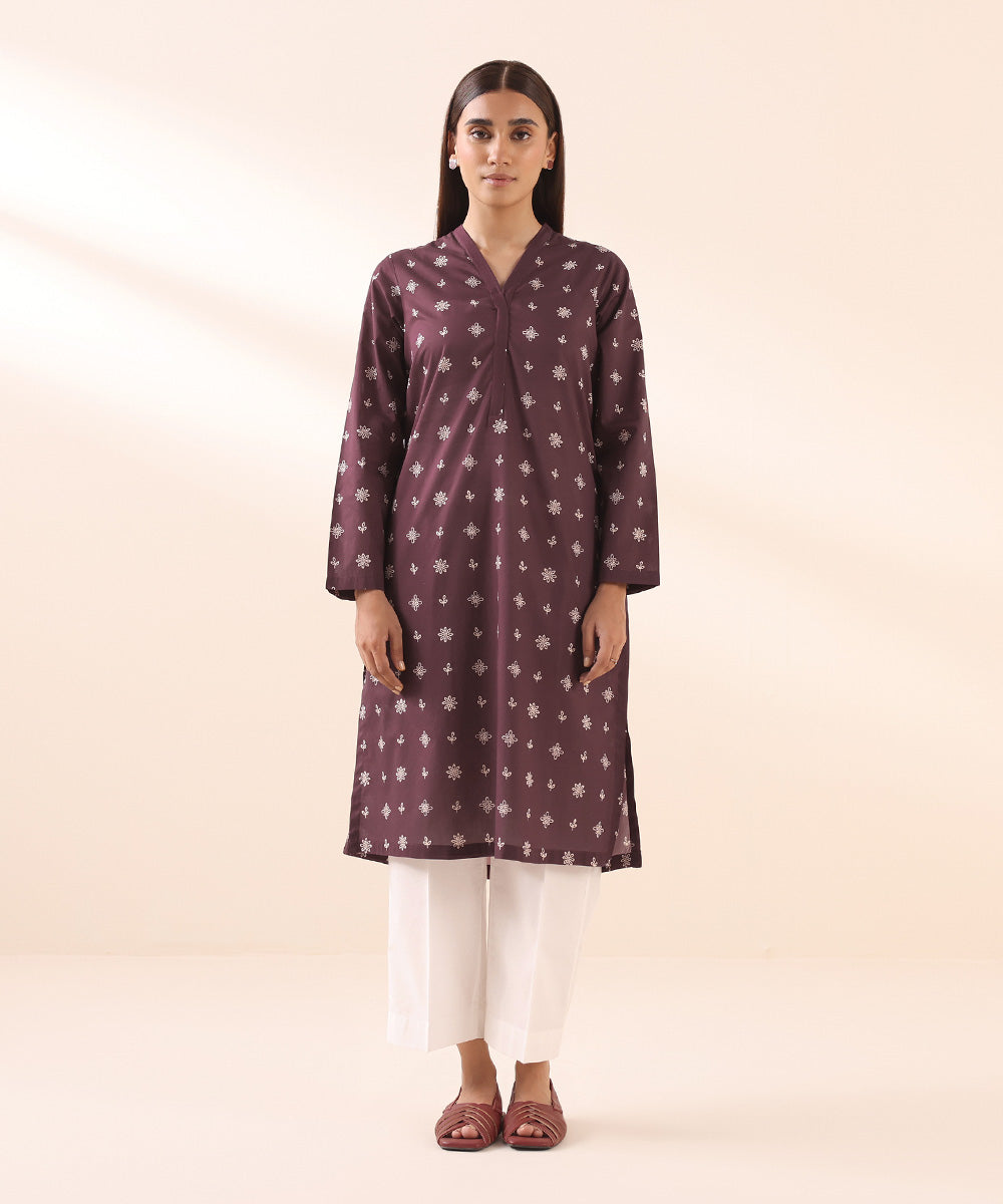 Women's Pret Lawn Printed Purple A-Line Shirt