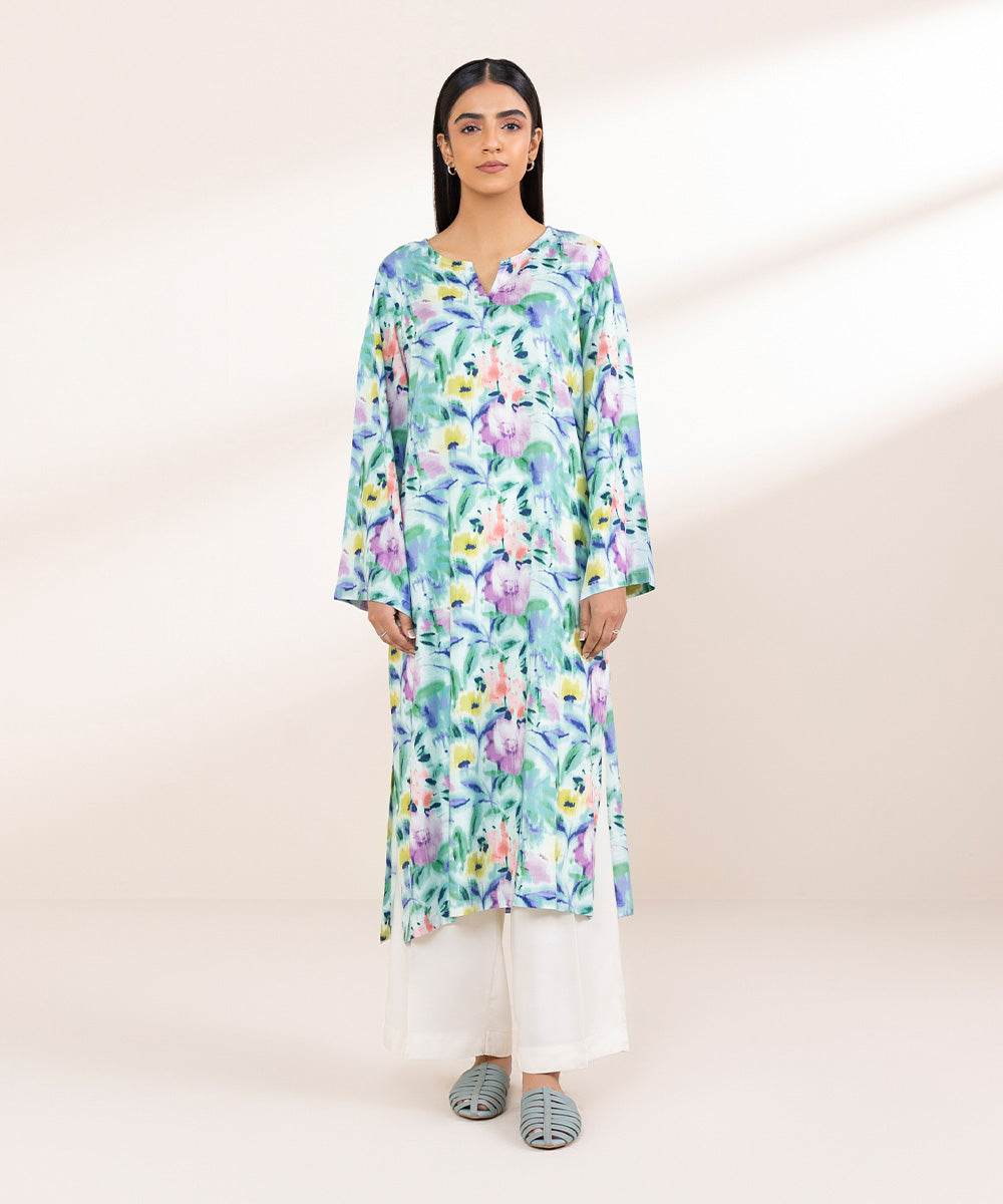 Women's Pret Linen Multi Printed Straight Shirt