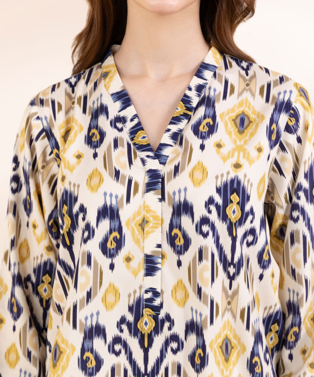 Women's Pret Linen Multi Printed A-Line Shirt