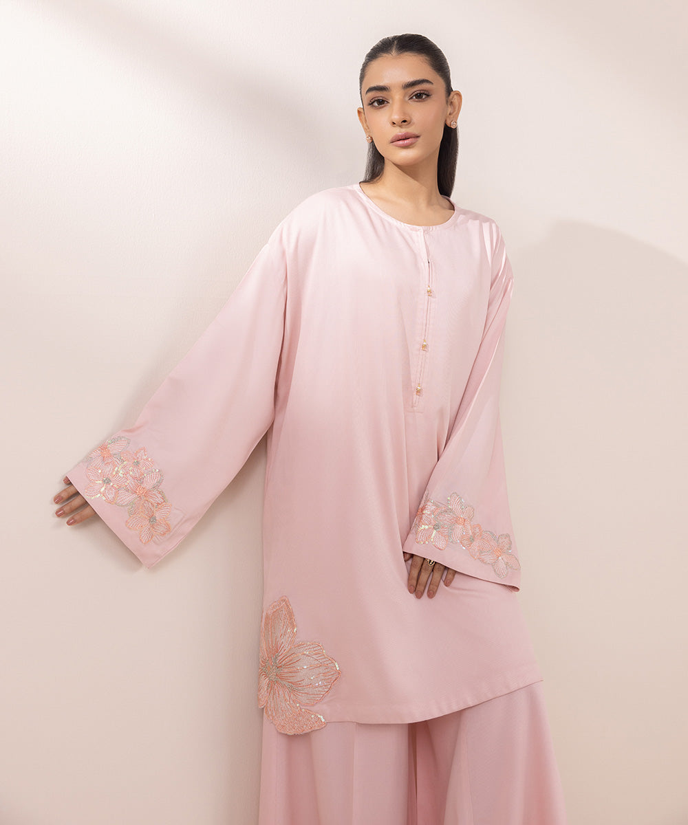 Women's Pret Bedford Pink Embroidered Boxy Shirt