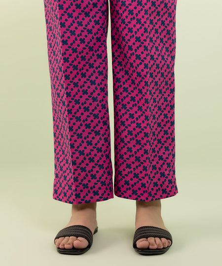 Women's Pret Khaddar Printed Pink Straight Pants