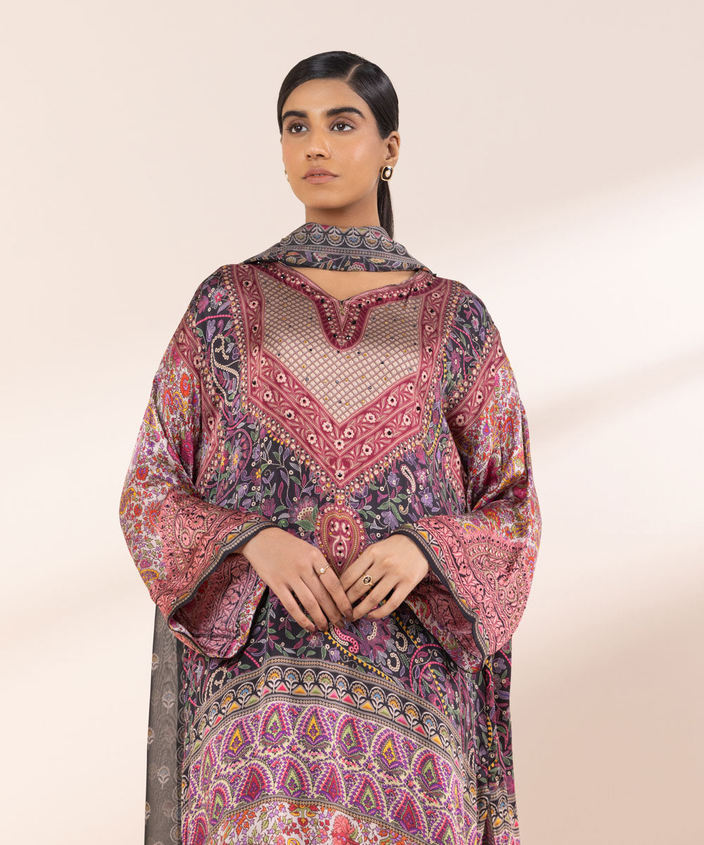 Women's Pret Chamoze Silk Printed Multi 2 Piece Suit