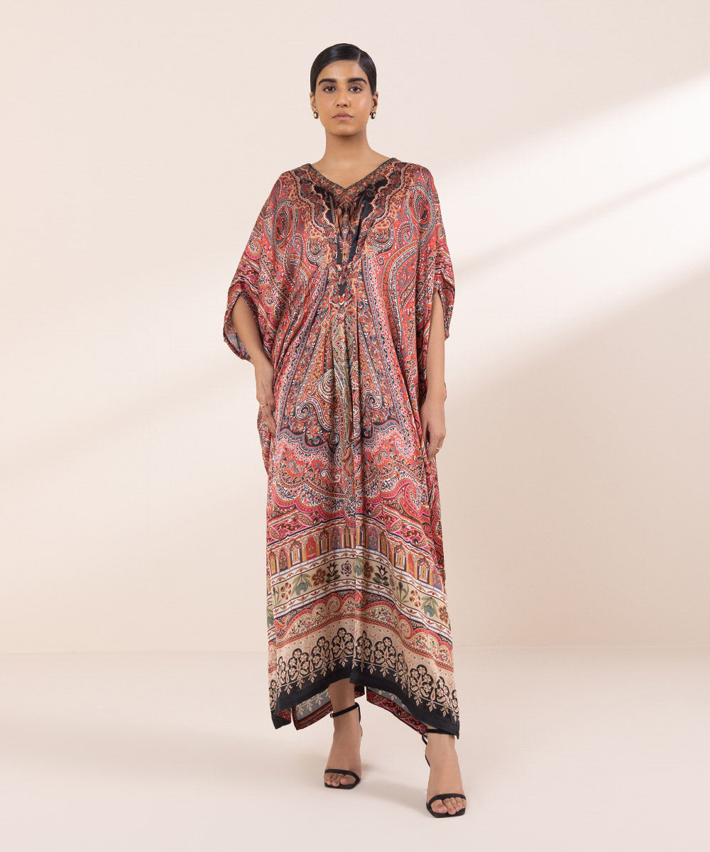 Women's Pret Blended Satin Printed Multi Kaftan Shirt