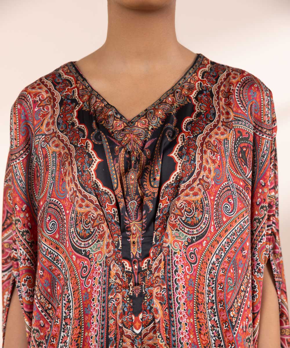 Women's Pret Blended Satin Printed Multi Kaftan Shirt