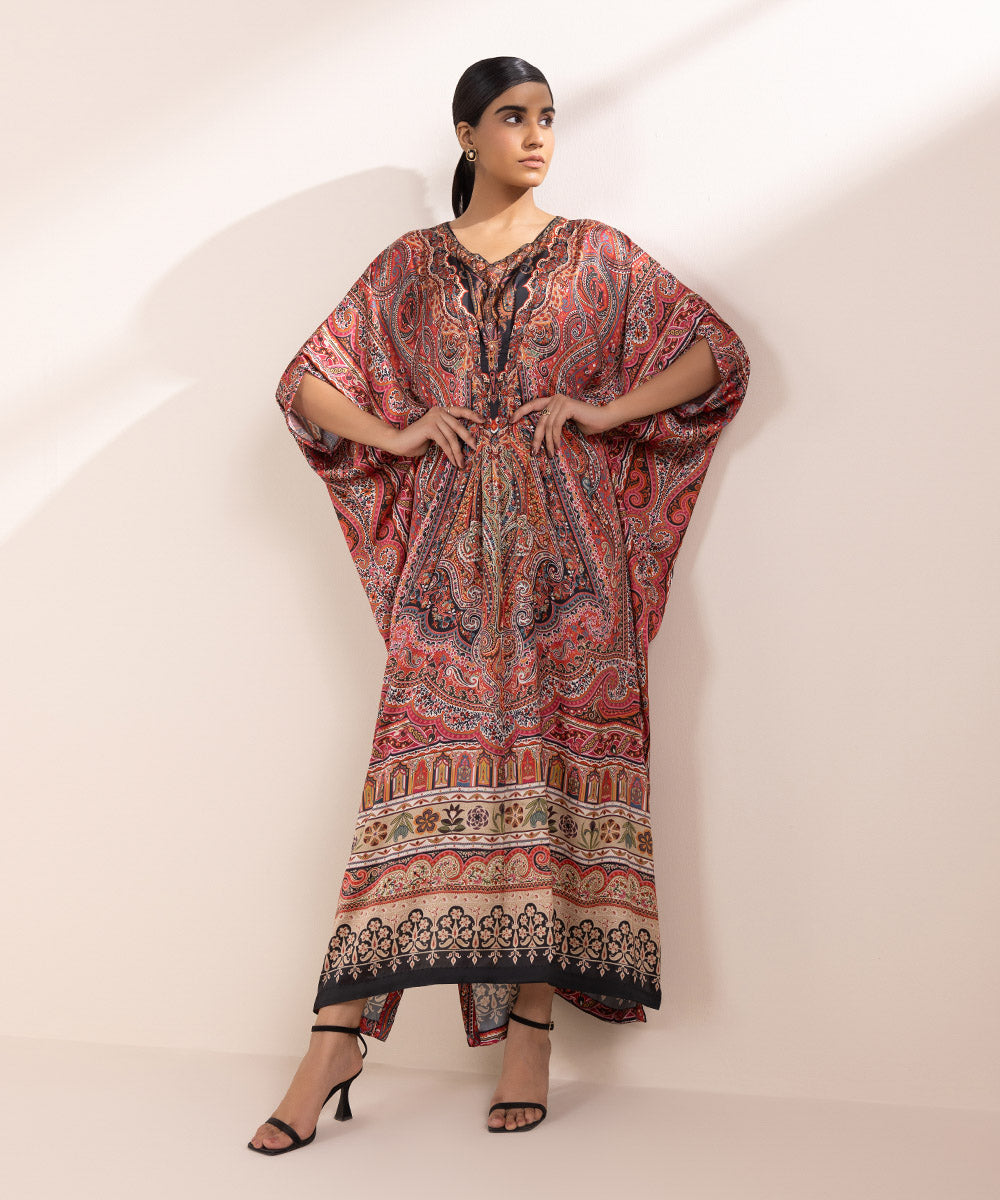 Women's Pret Blended Satin Printed Multi Kaftan Shirt