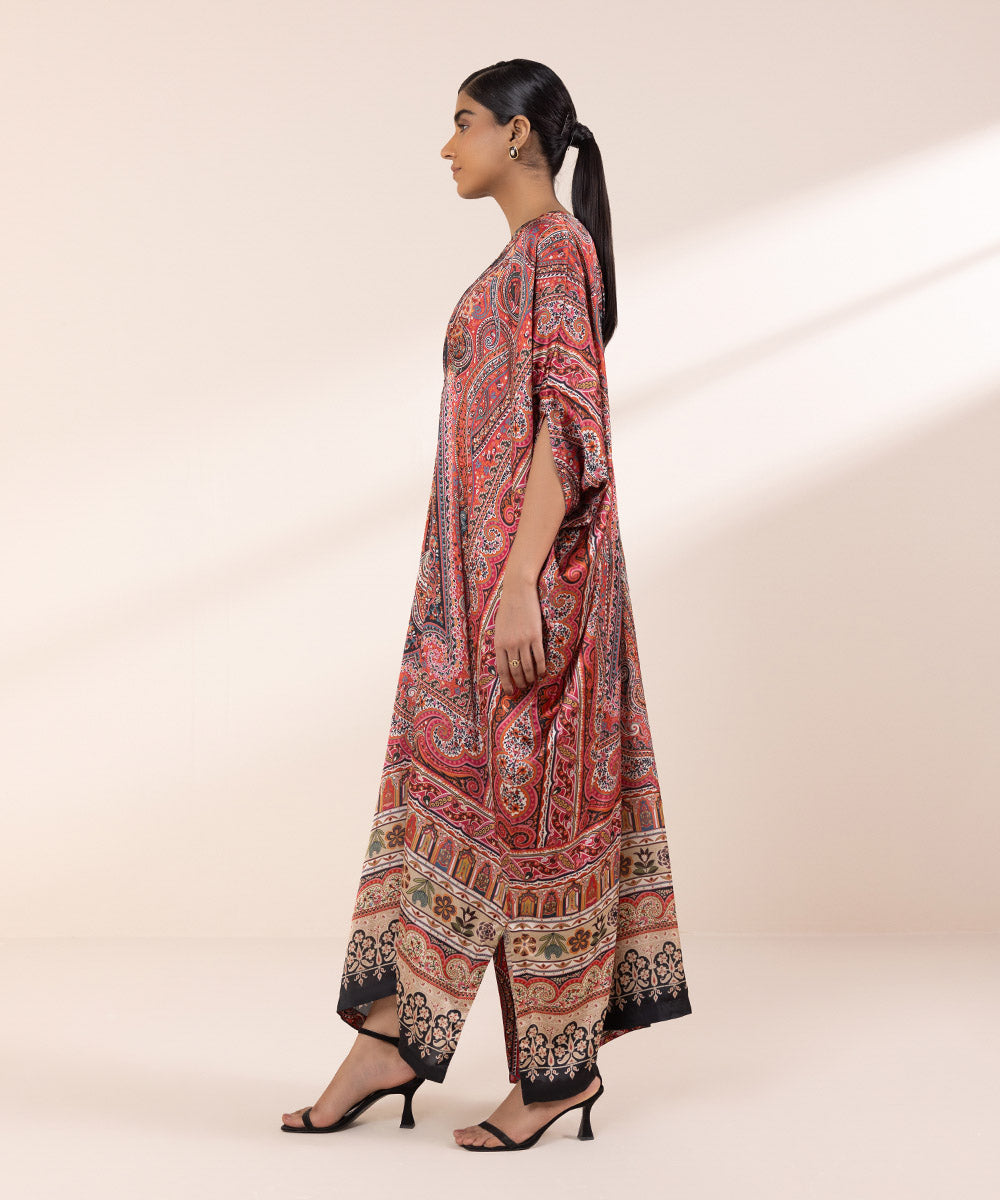 Women's Pret Blended Satin Printed Multi Kaftan Shirt