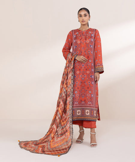 Women's Pret Blended Grip Orange Printed 3 Piece Suit