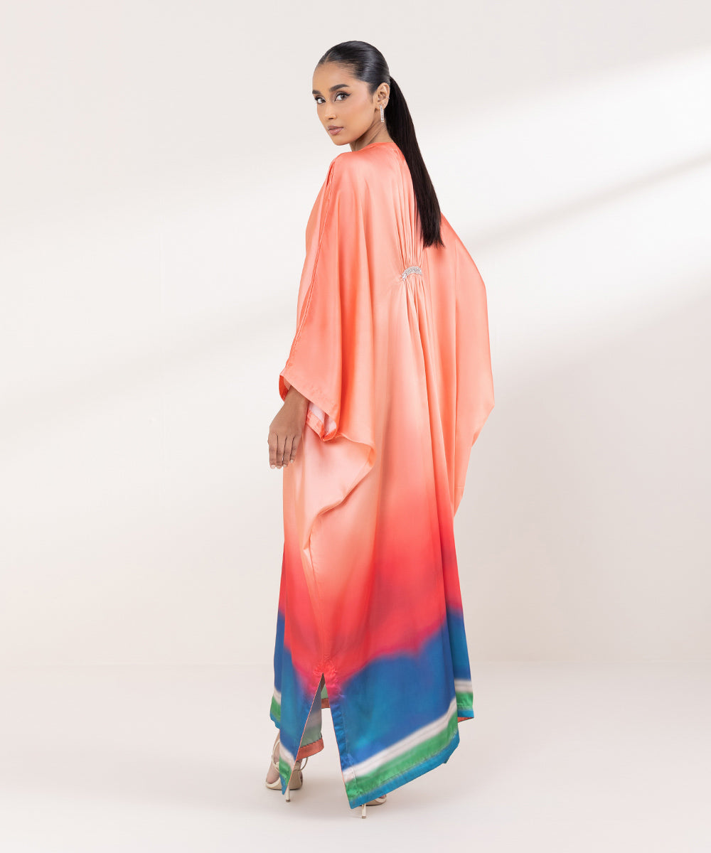 Women's Pret Blended Satin Multi Printed Kaftan