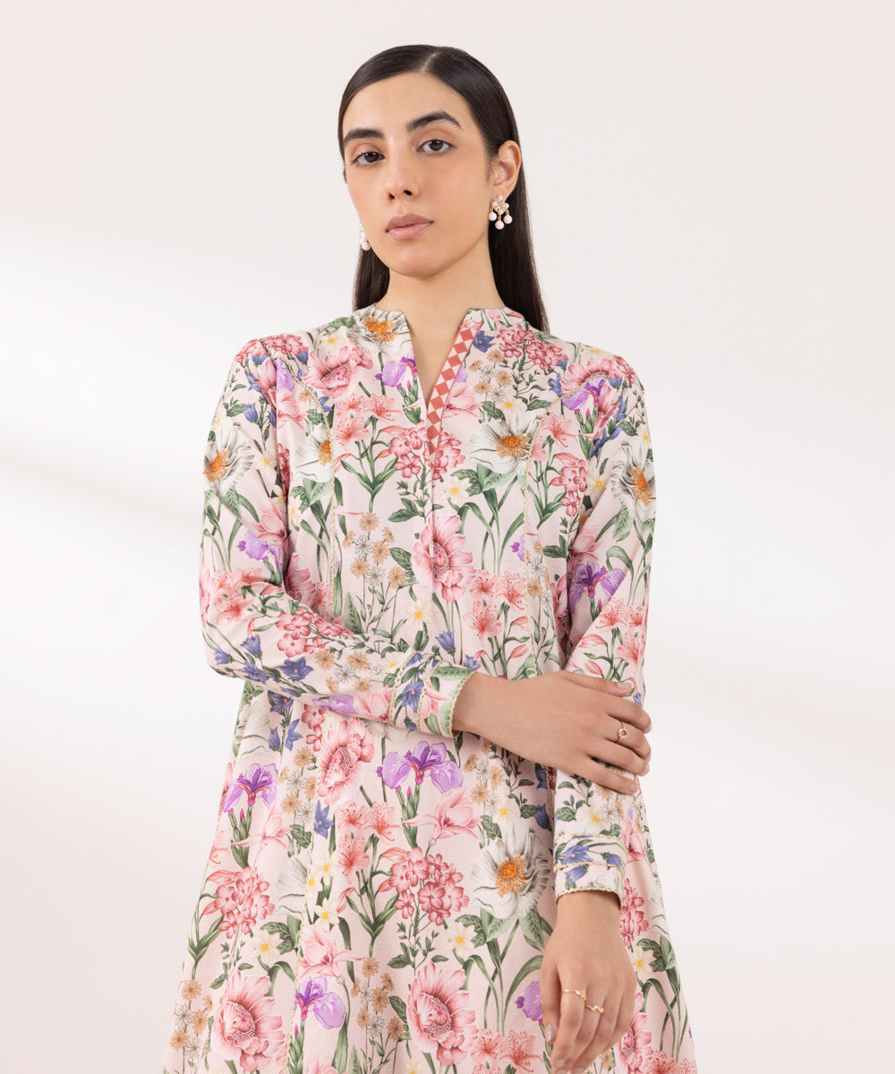 Women's Pret Cotton Printed Multi Straight Shirt