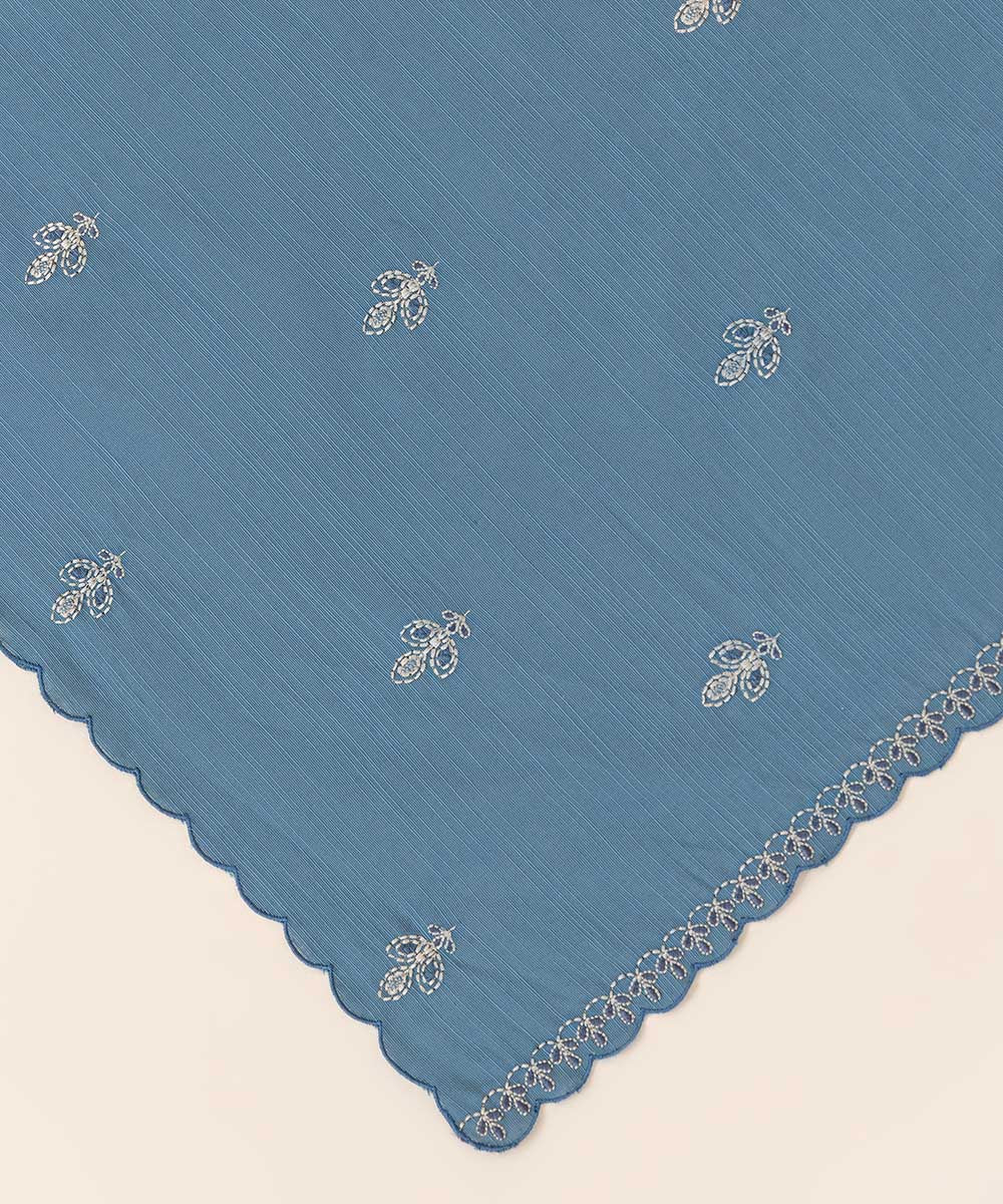 Khaddar Blue Embroidered Dupatta 