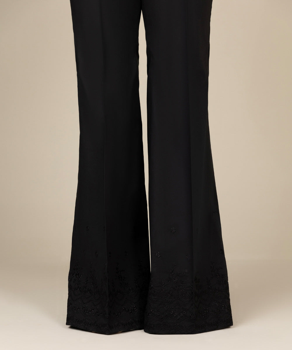Women's Intermix Unstitched Cambric Black Trousers
