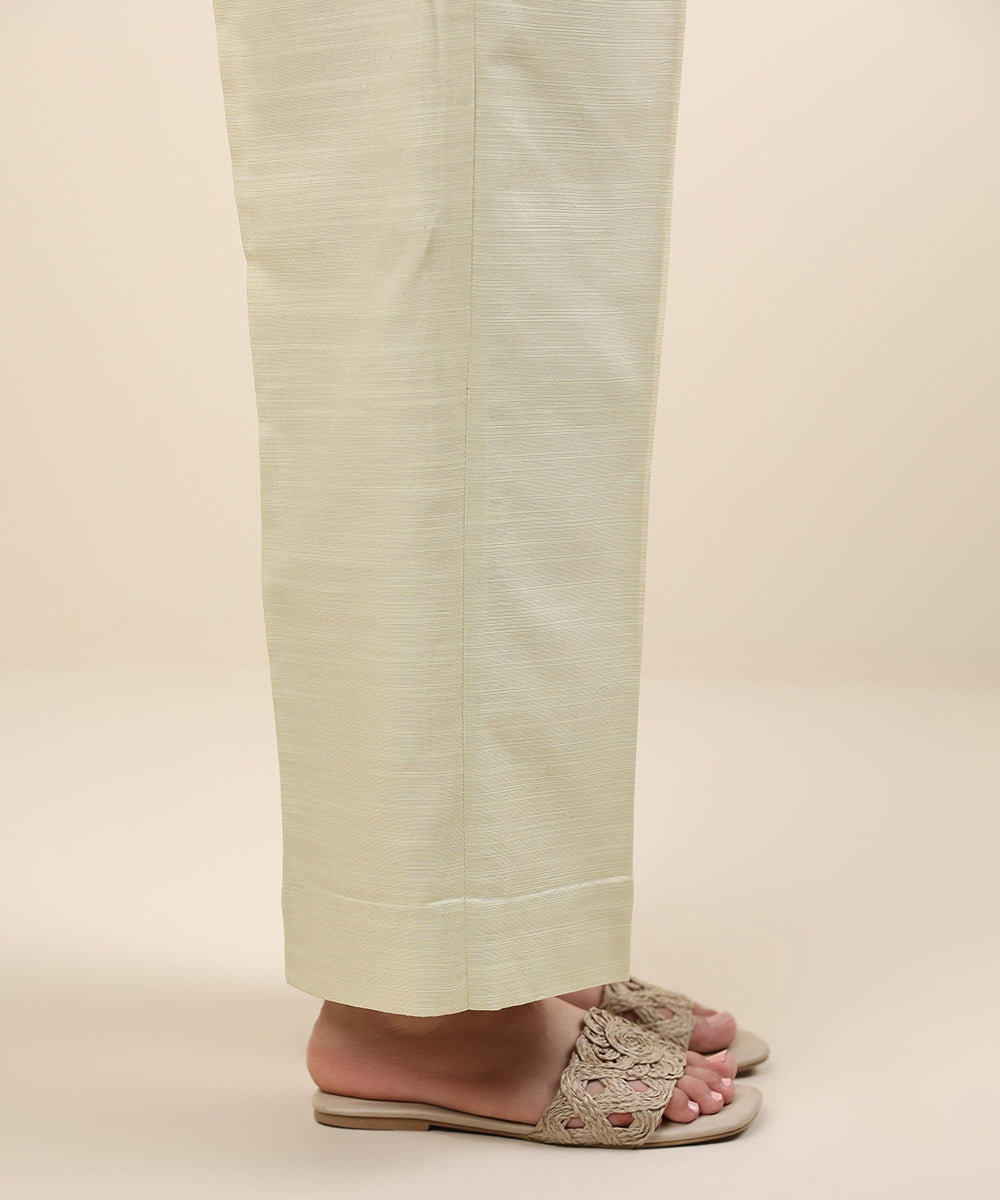 Women's Unstitched Khaddar Beige Printed Trousers Fabric