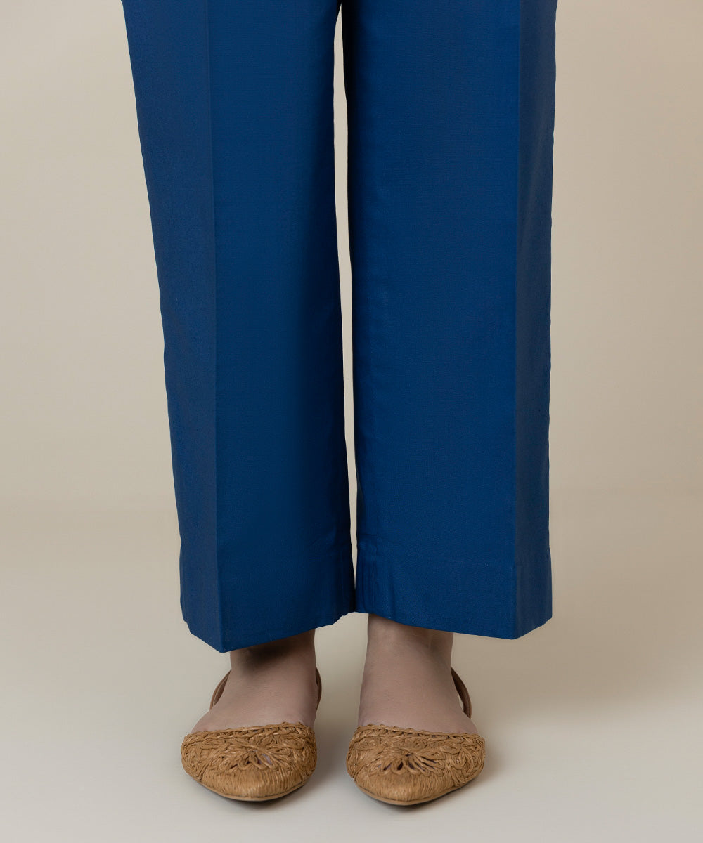 Women's Intermix Unstitched Cambric Blue Trousers