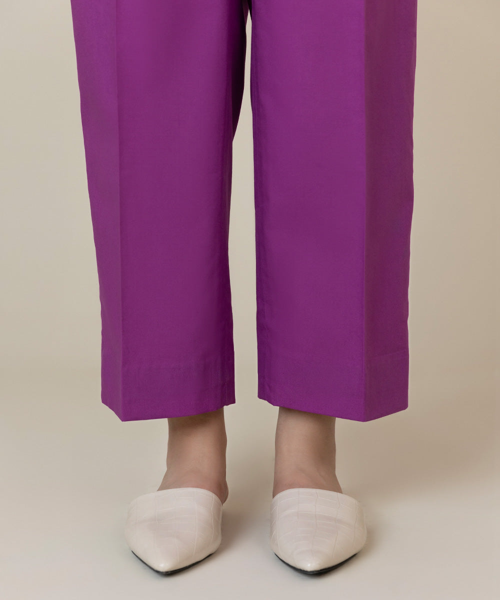 Women's Intermix Unstitched Cambric Purple Trousers