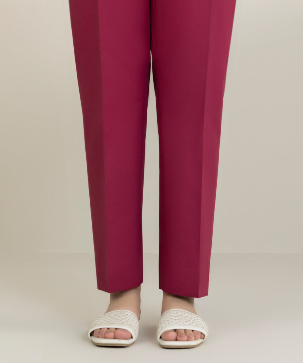 Women's Unstitched Cambric Dyed Pink Trousers Fabric