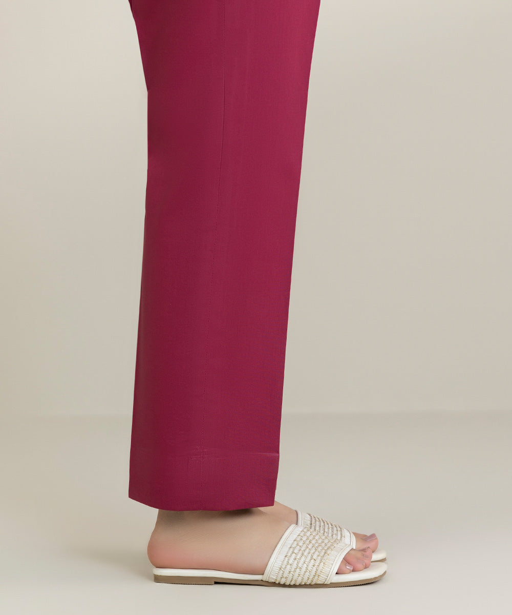 Women's Unstitched Cambric Dyed Pink Trousers Fabric