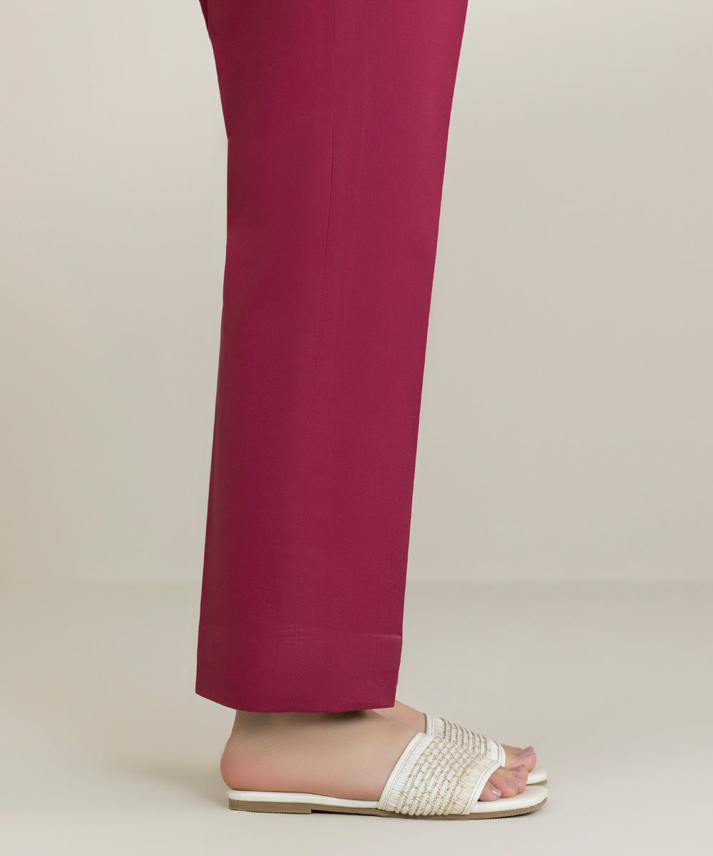 Women's Unstitched Cambric Dyed Pink Trousers Fabric