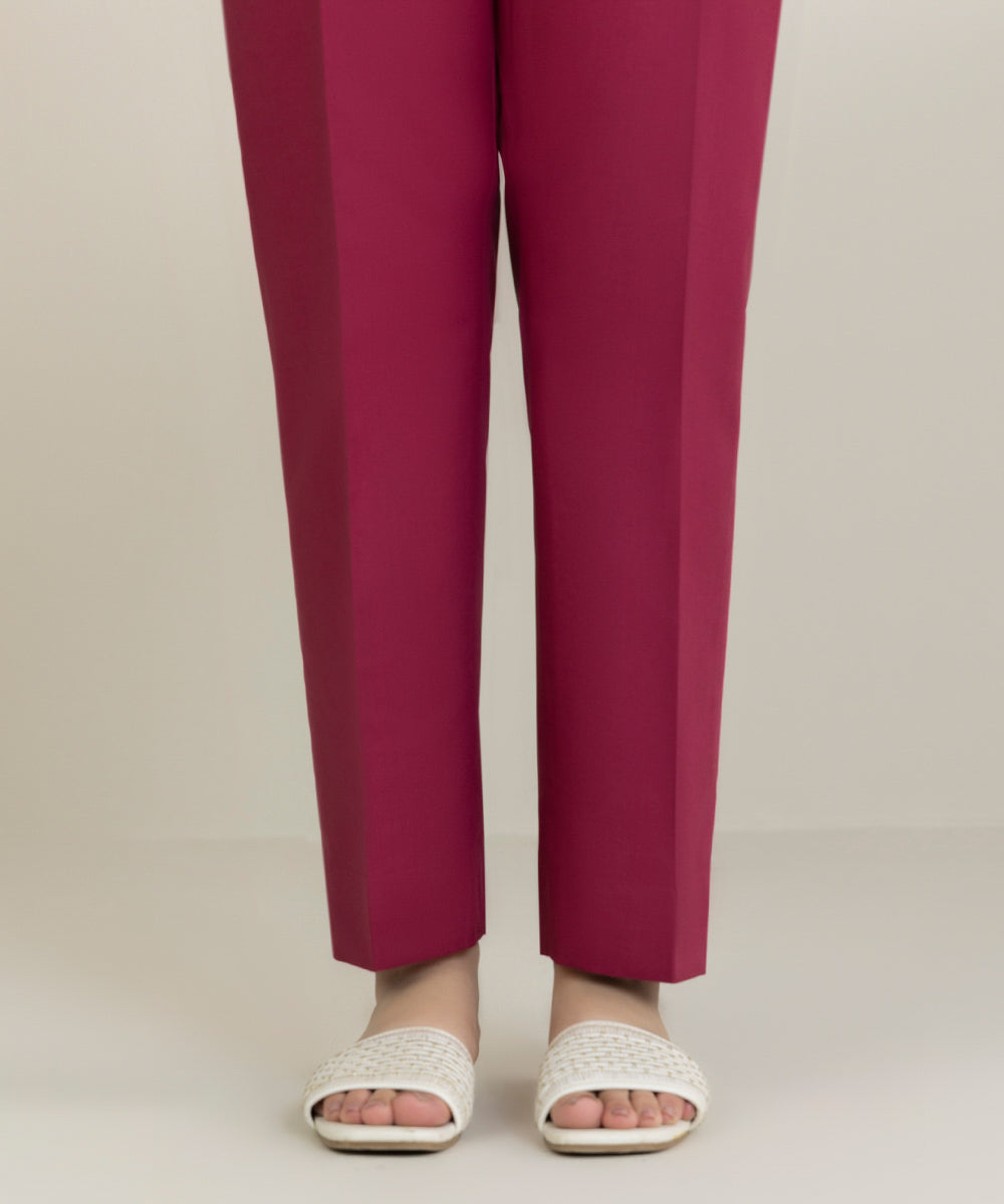 Women's Unstitched Cambric Dyed Pink Trousers Fabric