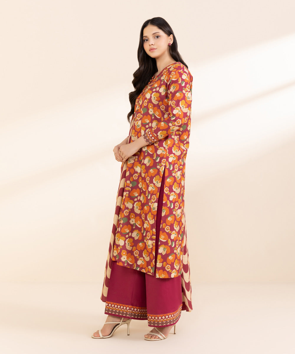 Women's Unstitched Light Khaddar Printed Multi 2 Piece Suit