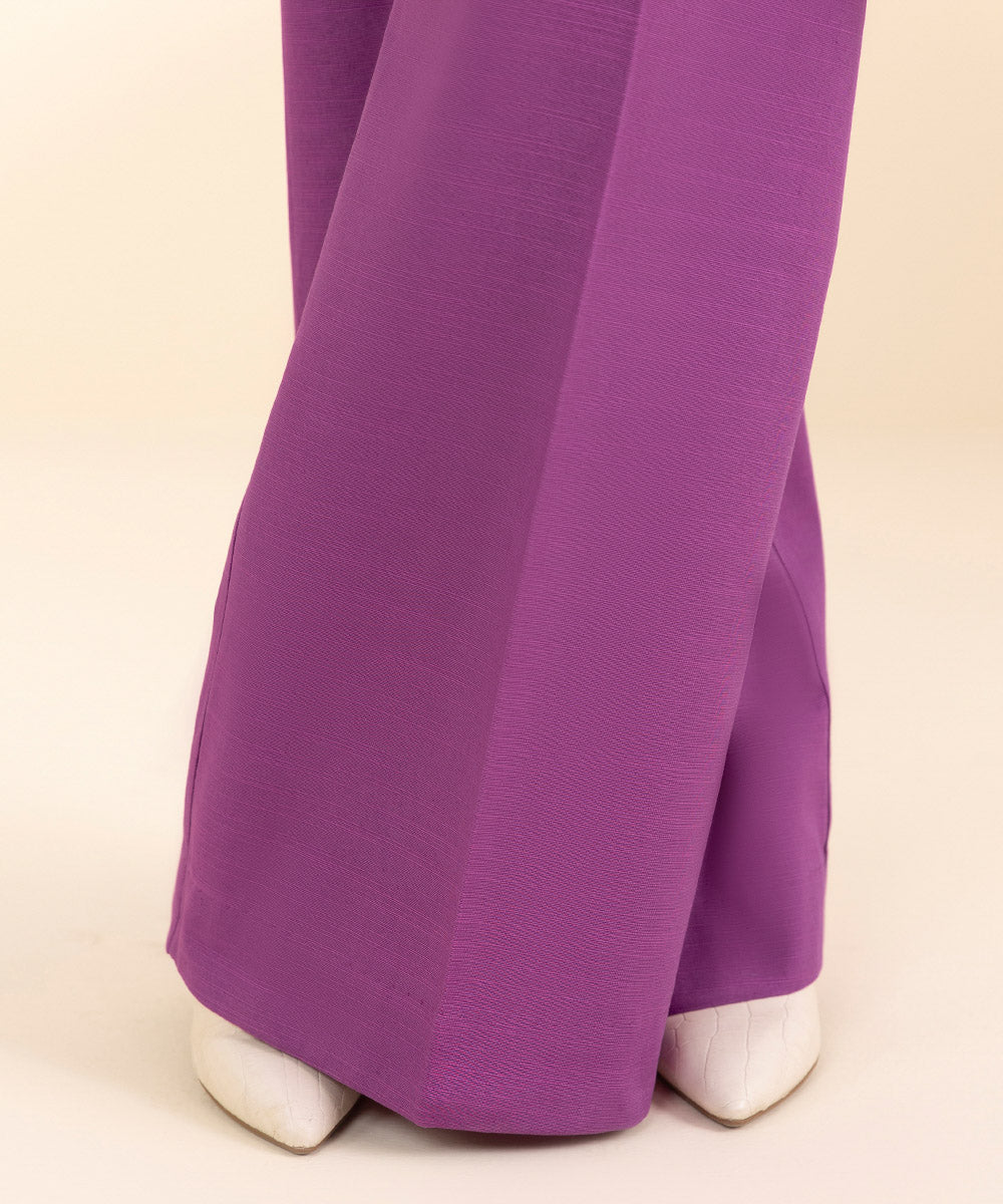 Women's Unstitched Khaddar Solid Purple Trousers Fabric