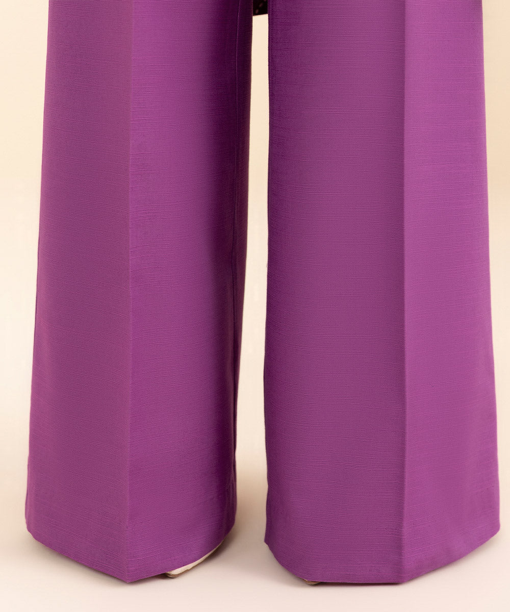 Women's Unstitched Khaddar Solid Purple Trousers Fabric