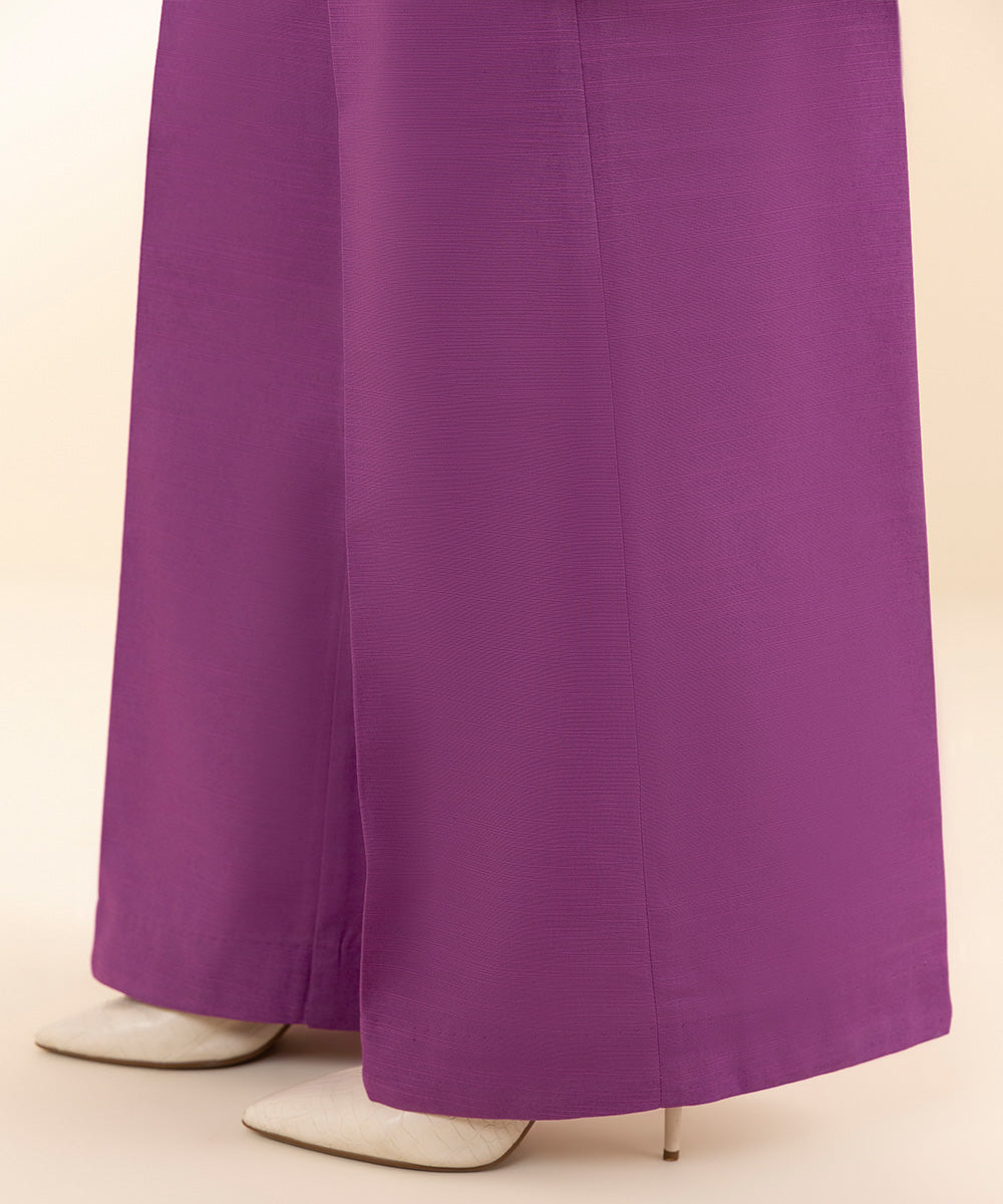 Women's Unstitched Khaddar Solid Purple Trousers Fabric