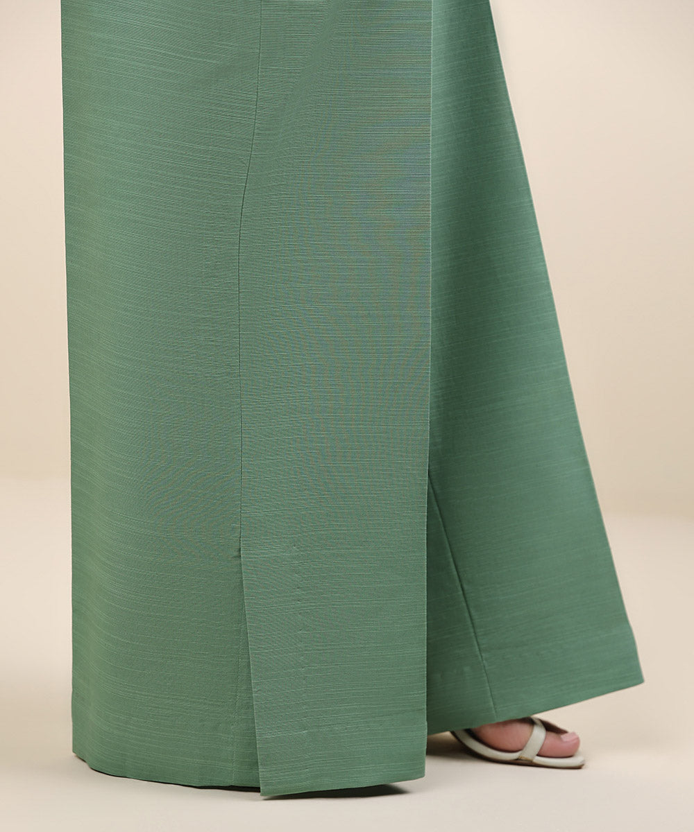 Women's Unstitched Khaddar Green Printed Trousers Fabric