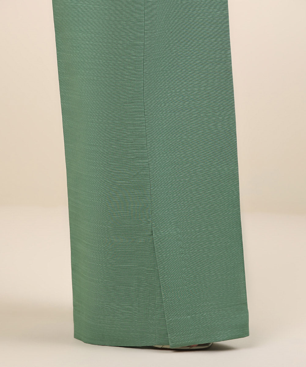 Women's Unstitched Khaddar Green Printed Trousers Fabric