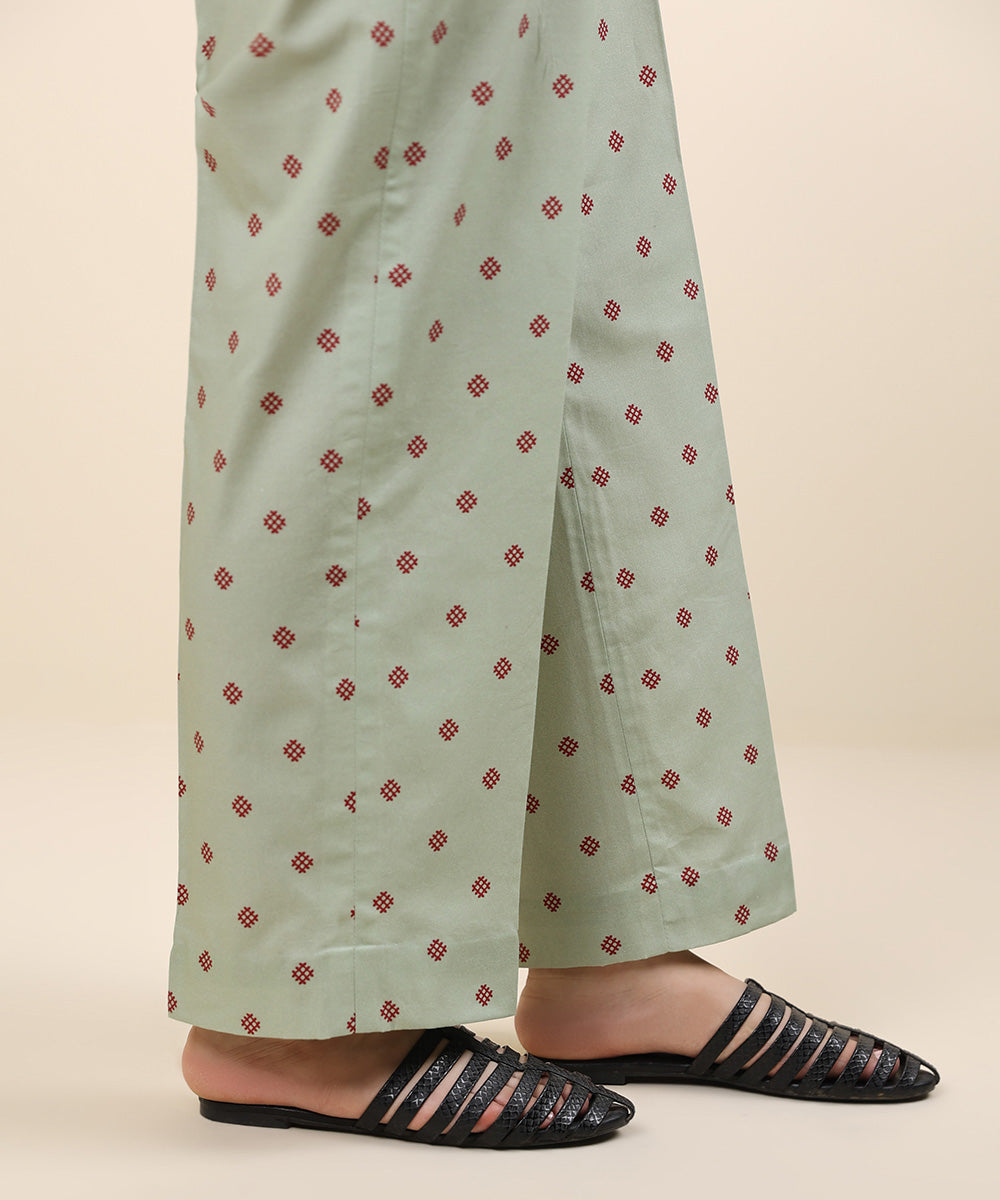 Women's Unstitched Khaddar Green Printed Trousers Fabric