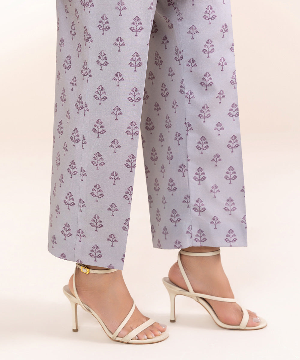 Women's Unstitched Khaddar Purple Printed Trousers Fabric