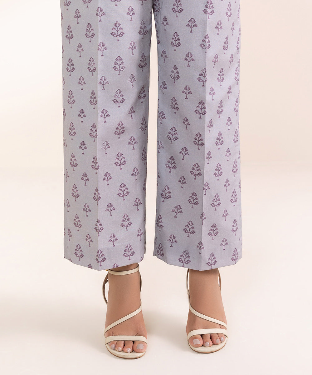 Women's Unstitched Khaddar Purple Printed Trousers Fabric