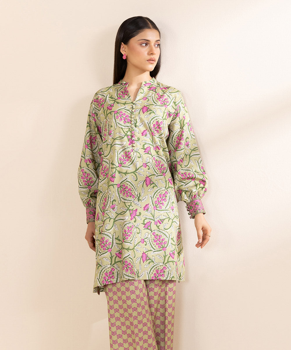 Women's Unstitched Printed Linen Multi 2 Piece Suit