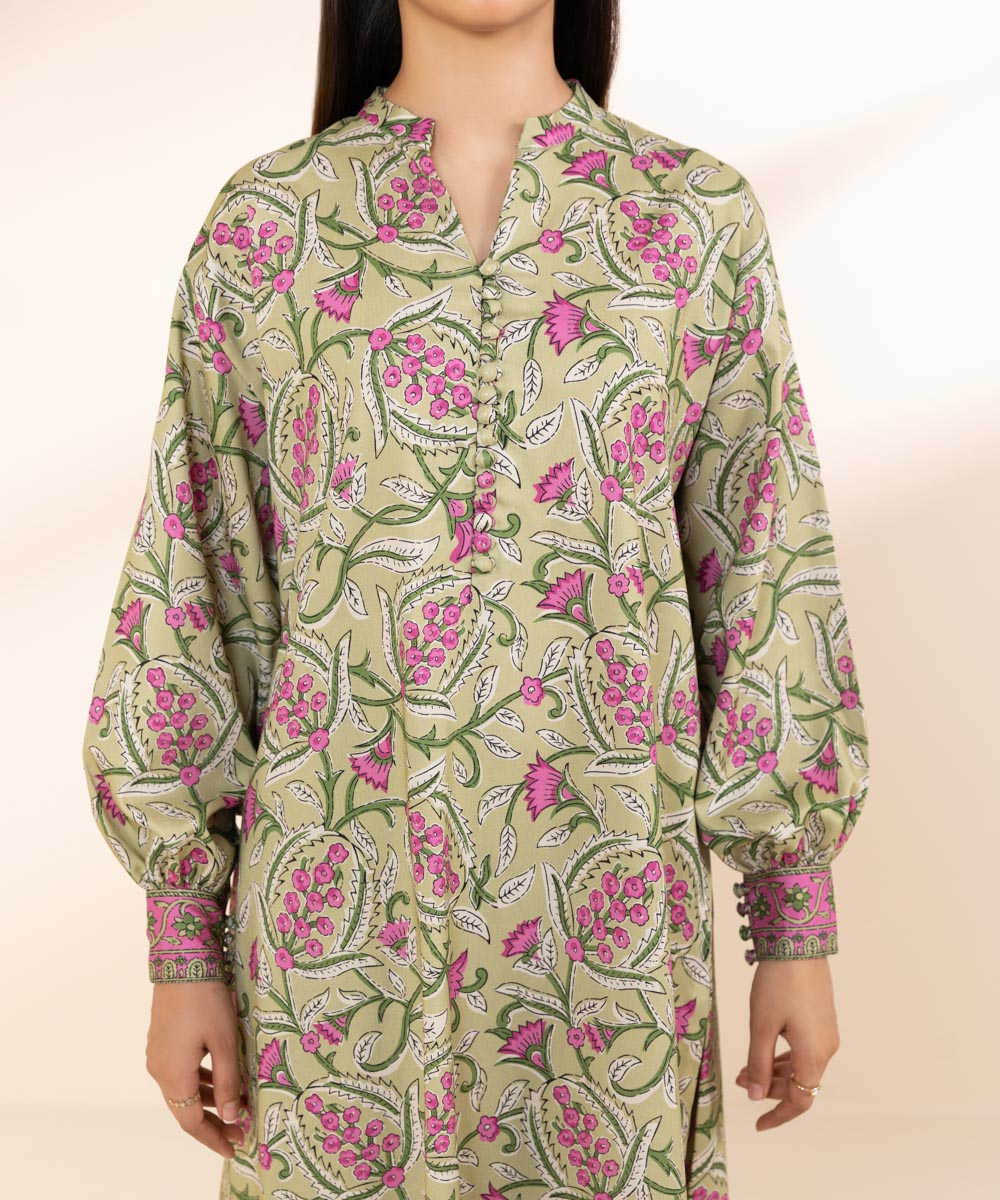 Women's Unstitched Printed Linen Multi 2 Piece Suit