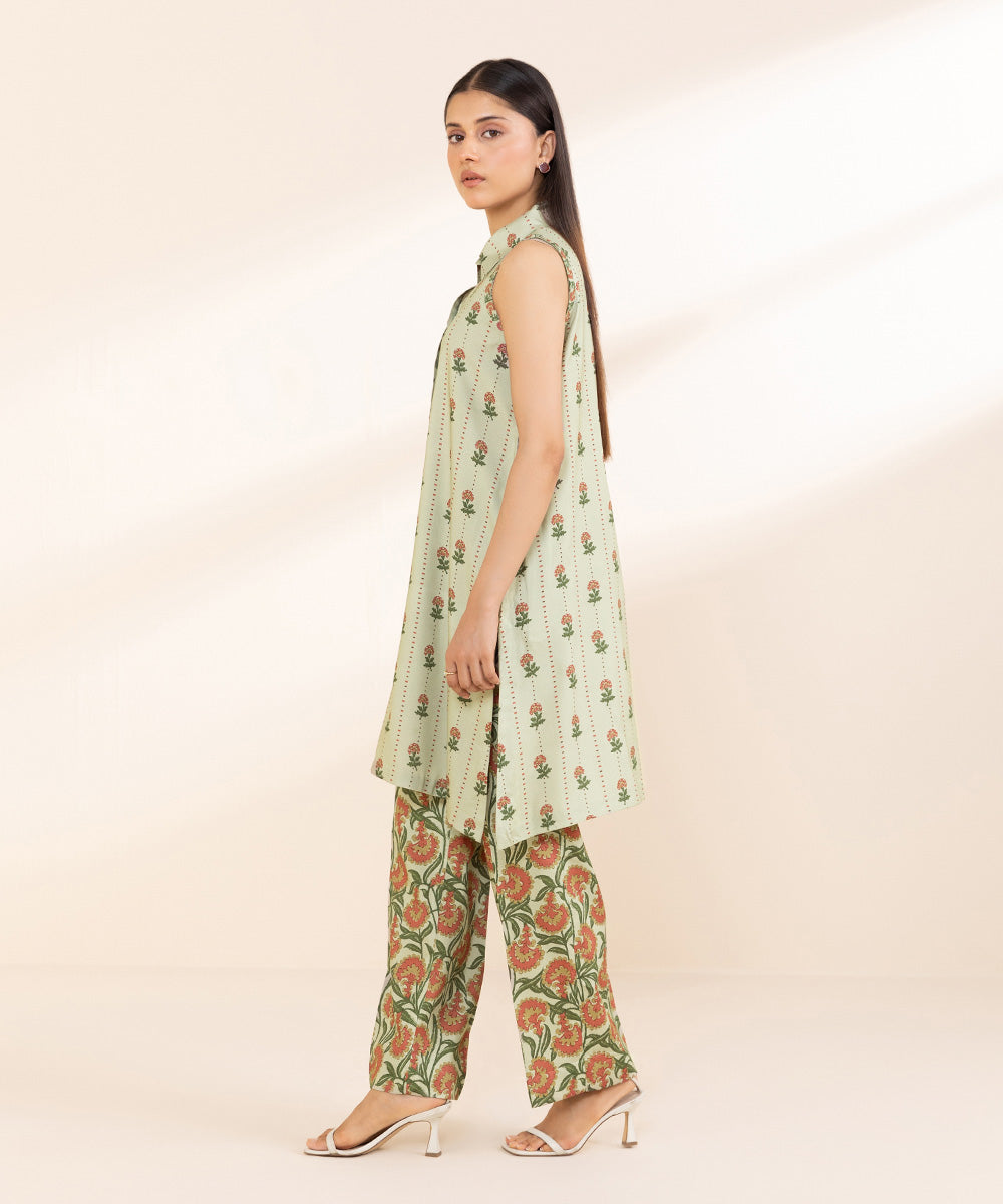 Women's Unstitched Printed Linen Multi 2 Piece Suit