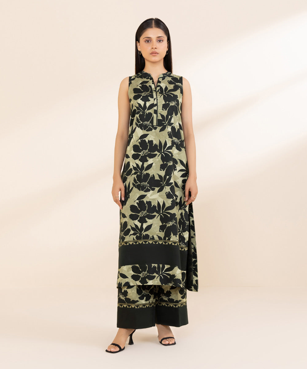 Women's Unstitched Printed Cotton Viscose Multi 2 Piece Suit