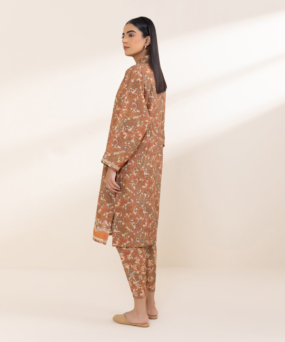 Women's Unstitched Embroidered Multicolour Cambric Shirt and Trousers