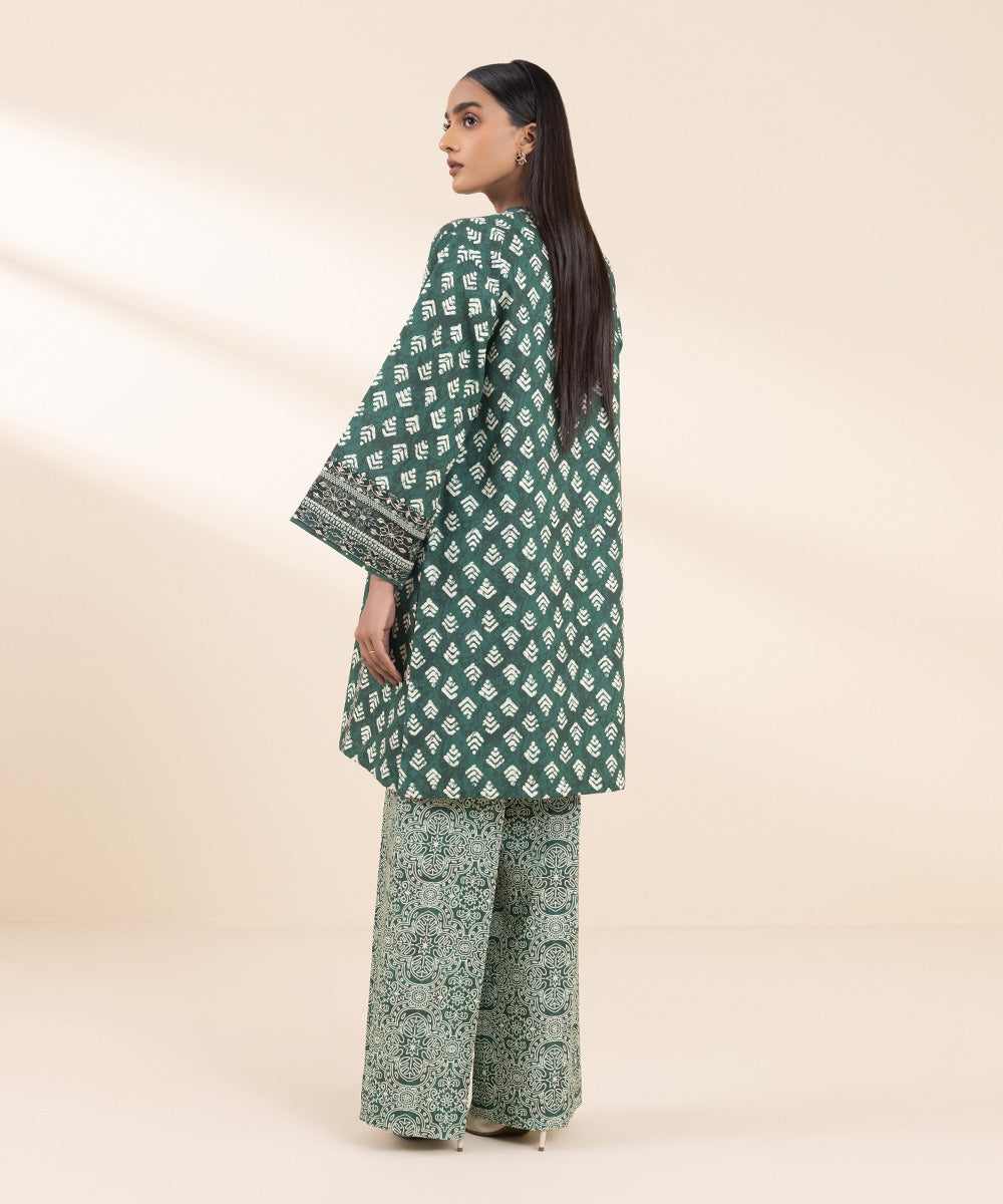 Women's Unstitched Embroidered Bottle Green Khaddar Shirt and Dupatta