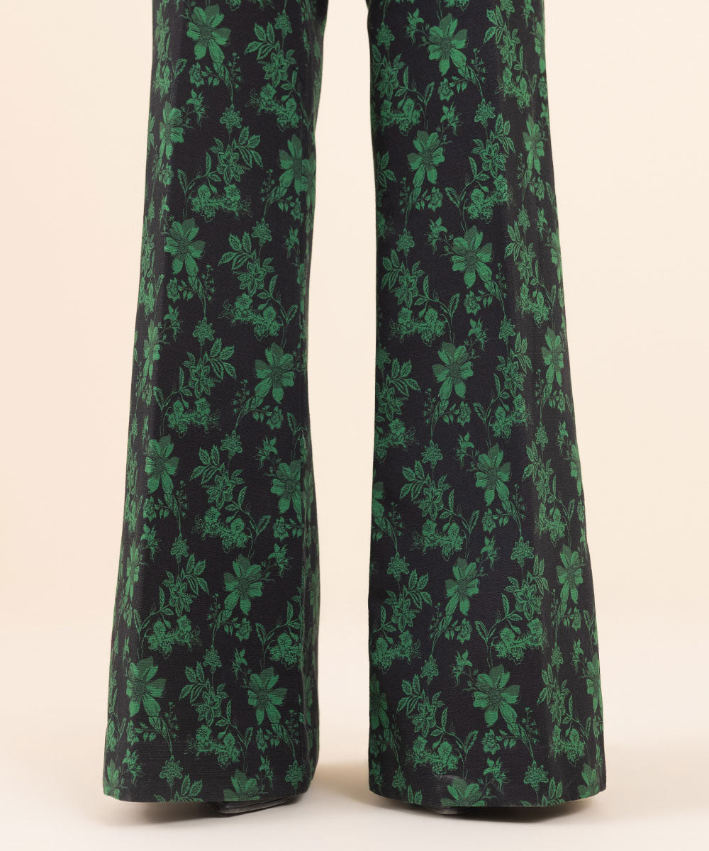 Women's Unstitched Khaddar Printed Green 2 Piece Suit