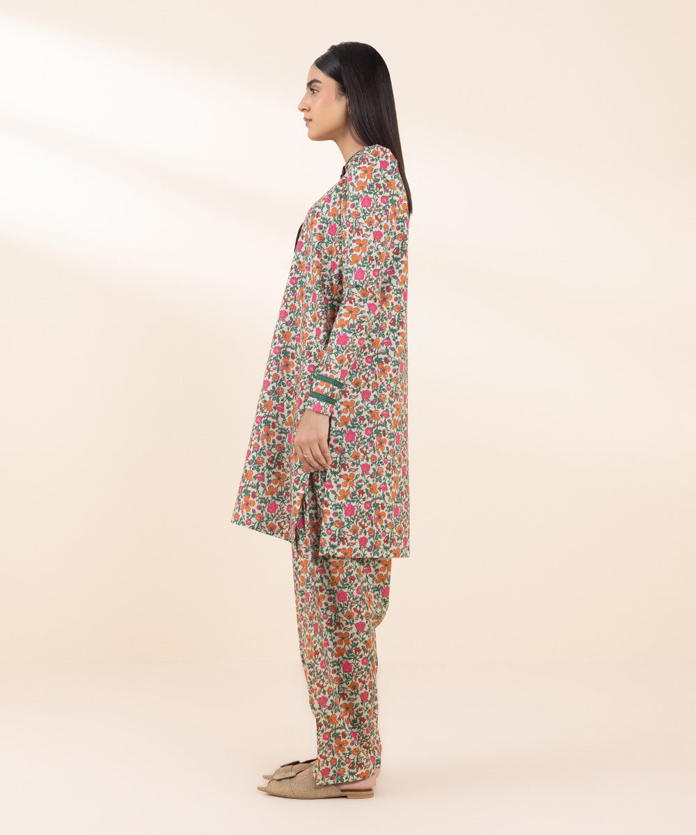 Women's Unstitched Cambric Printed Multi 2 Piece Suit