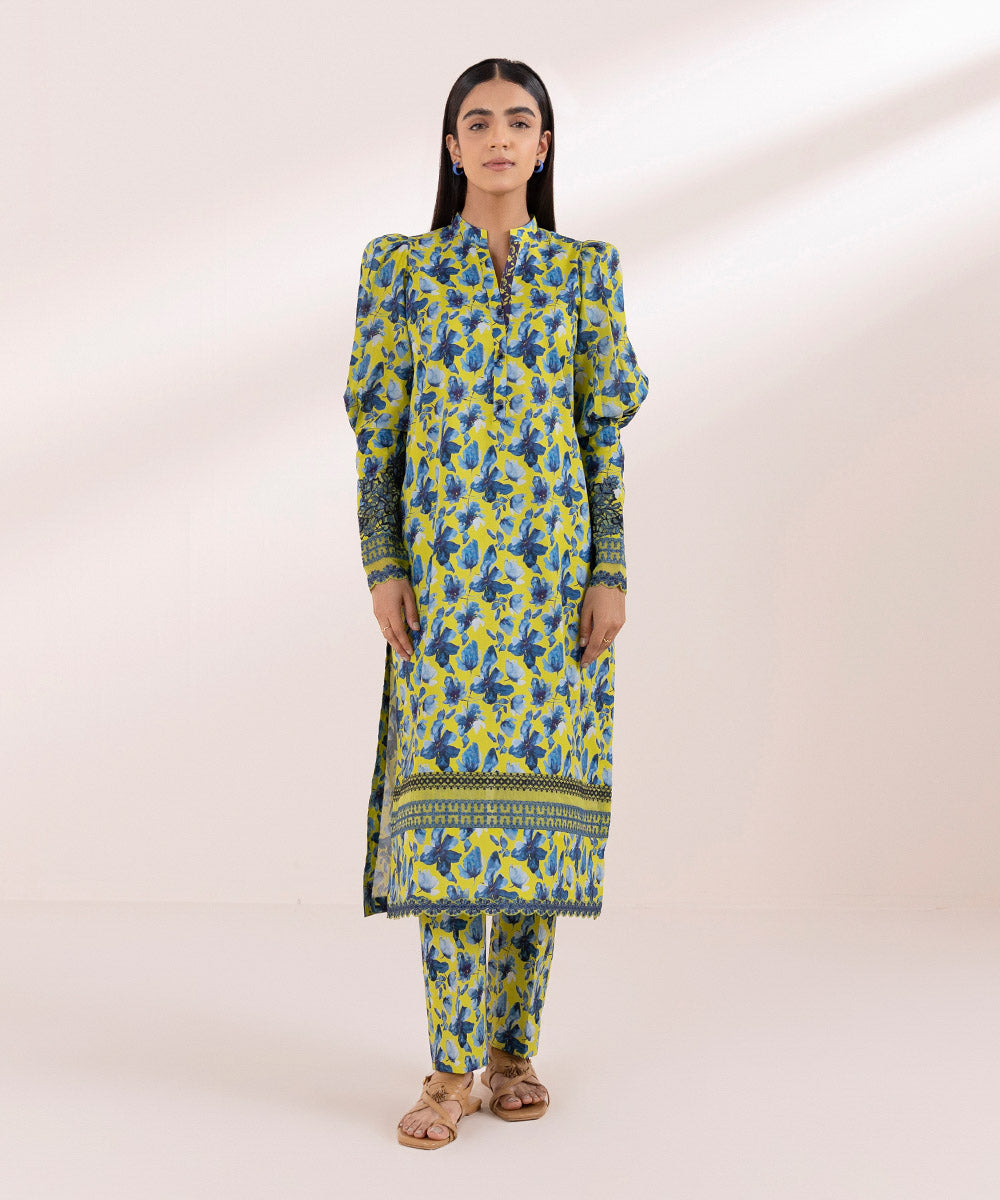 Women's Unstitched Lawn Multi Embroidered 2 Piece Suit