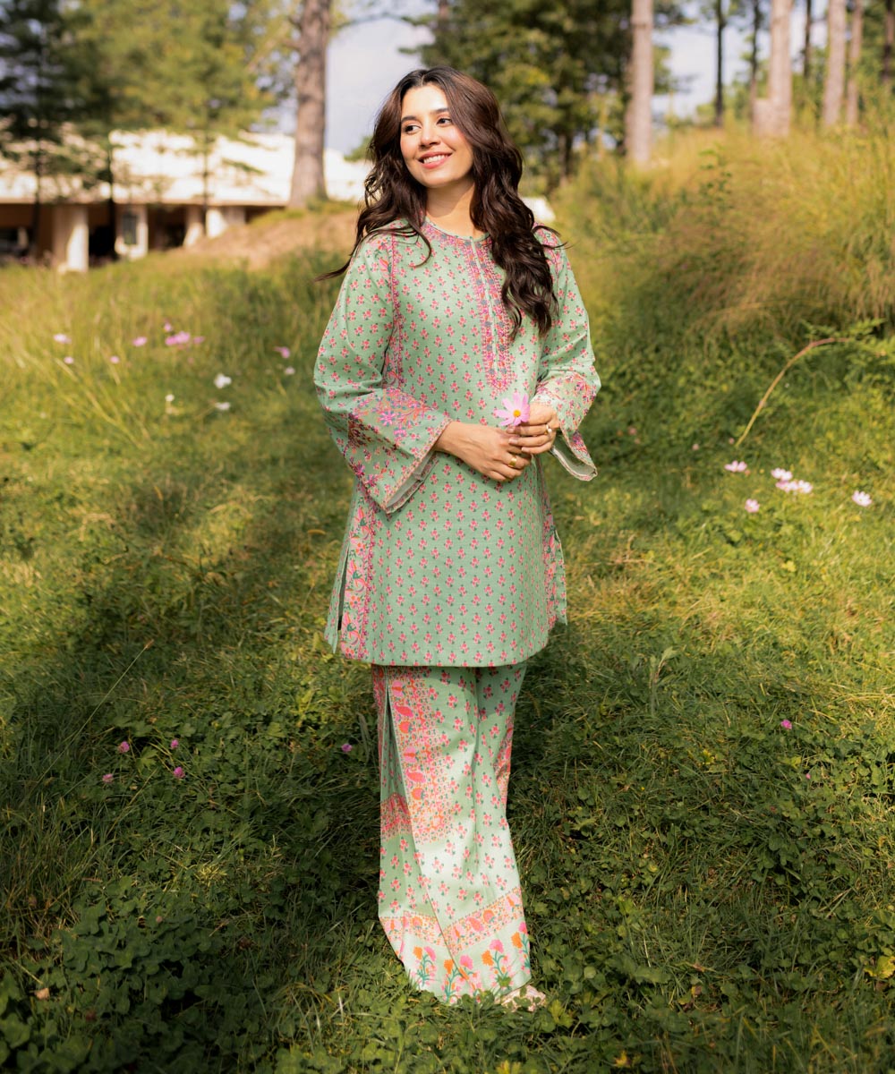 2 Piece - Embroidered Light Khaddar Suit