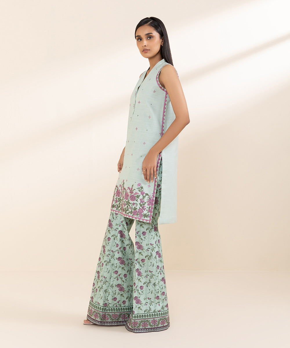 Women's Unstitched Khaddar Blue Embroidered 2 Piece Suit