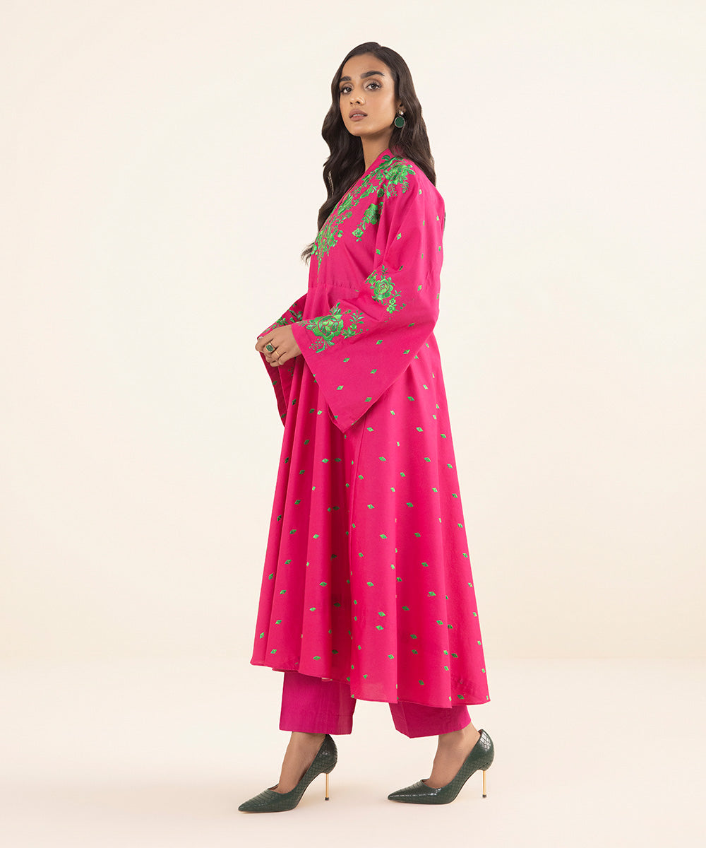 Women's Intermix Unstitched Cambric Pink 2 Piece Suit