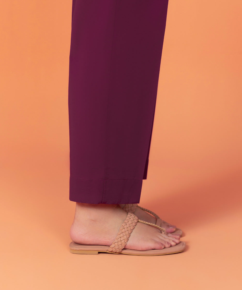 Women's Intermix Pret Solid Cambric Purple Trousers