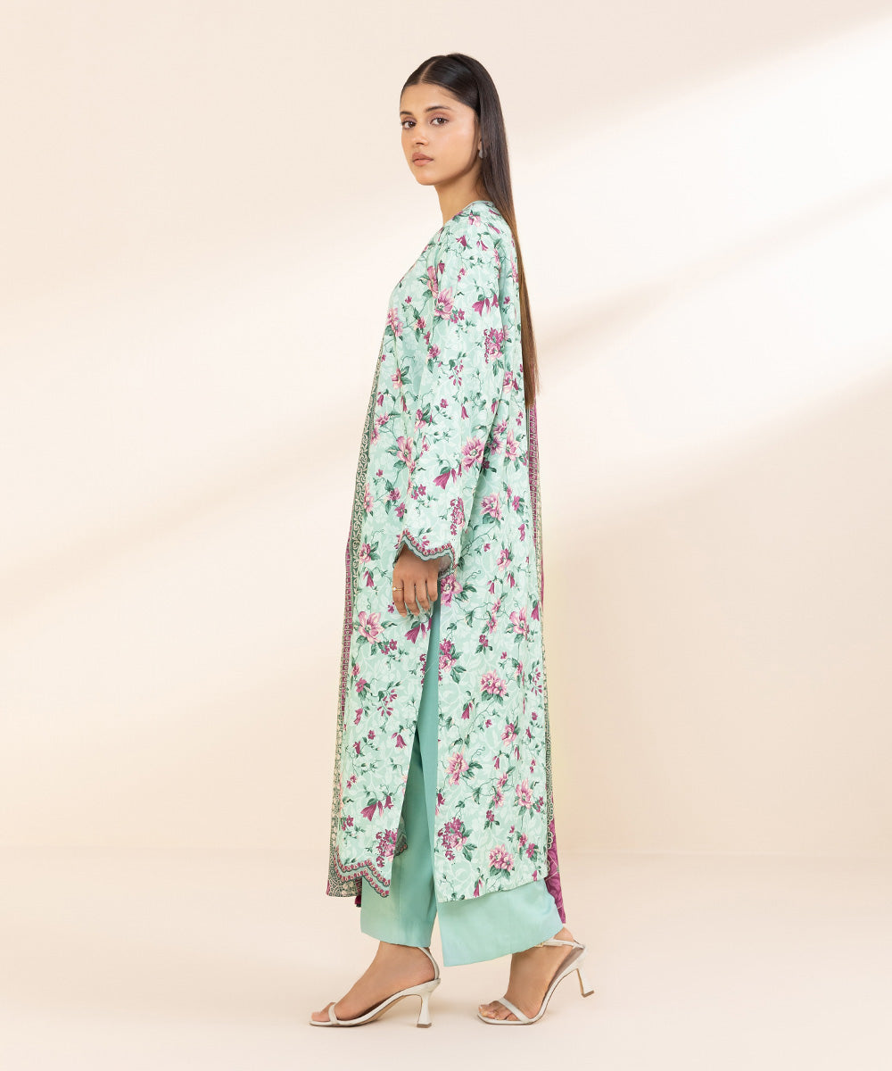 Women's Unstitched Embroidered Linen Multi 3 Piece Suit