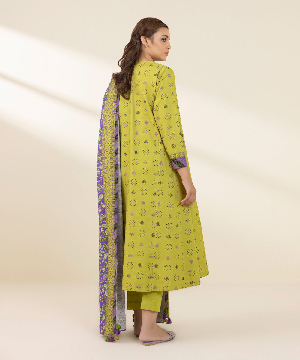 Women's Unstitched Khaddar Printed Multi 3 Piece Suit