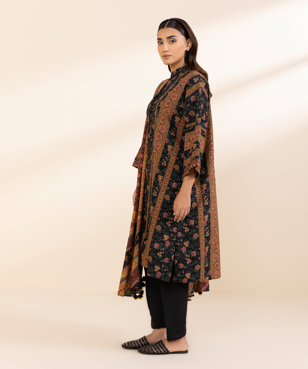 Women's Unstitched Khaddar Printed Multi 3 Piece Suit