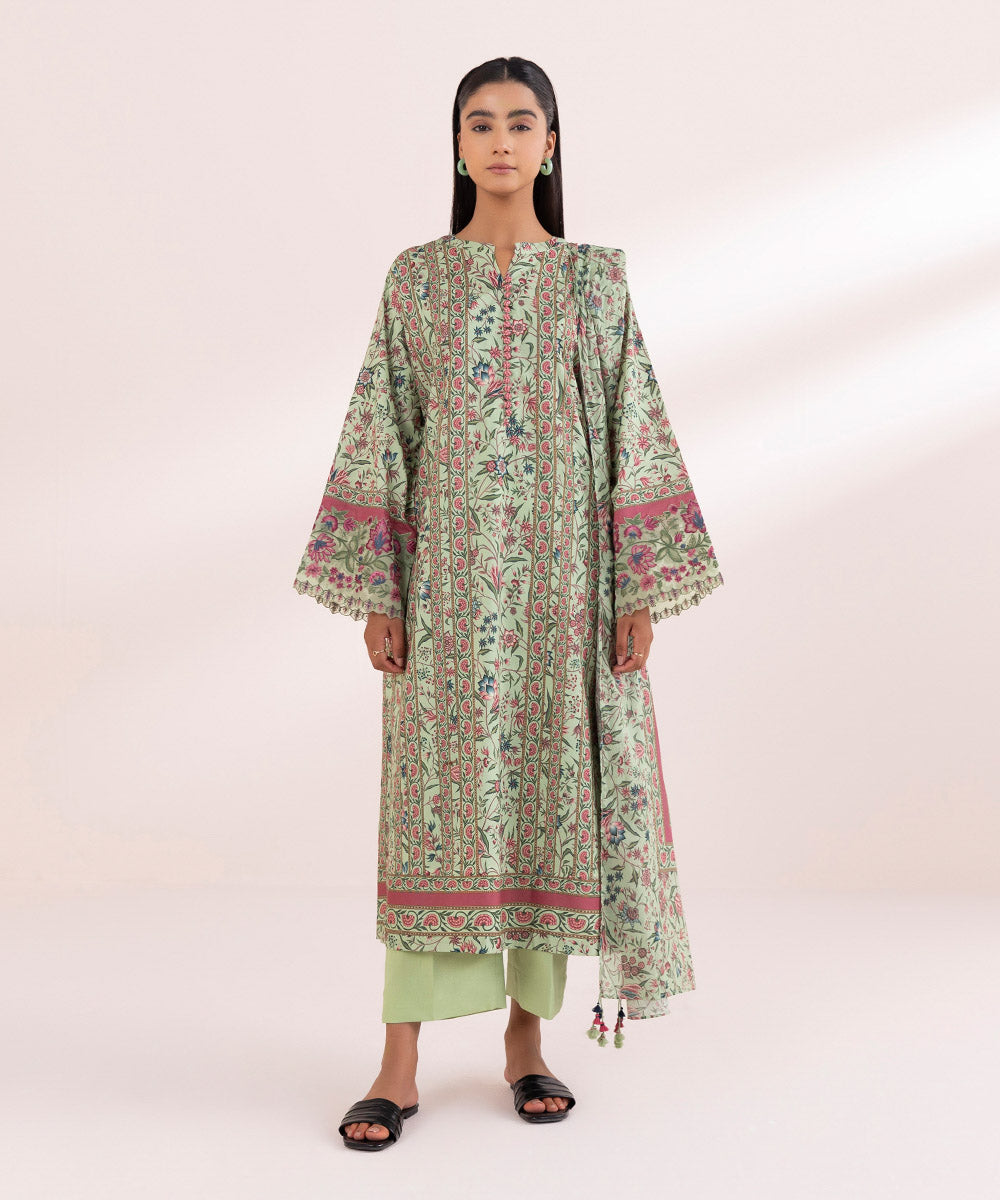 Women's Unstitched Lawn Multi Embroidered 3 Piece Suit