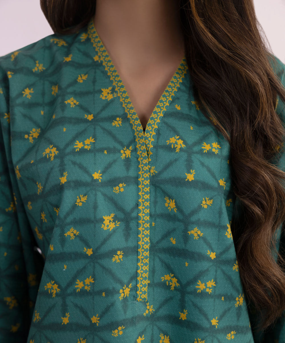 Women's Unstitched Lawn Embroidered Primal Green 3 Piece Suit